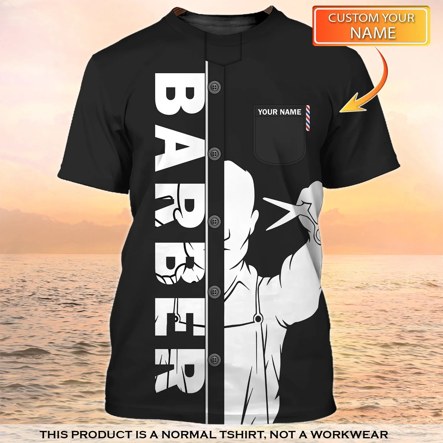 Newest Summer Men\'s T-shirt Barber Shop Personalized Name 3D Printed t shirt Unisex Casual Tops Classic Barber Uniform DW160