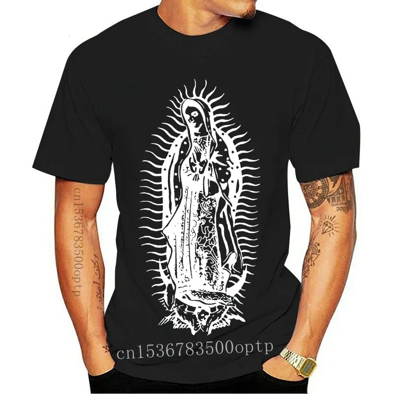 New Short Sleeve for Men Clothing Summer VIRGIN MARY VIRGEN DE GUADALUPE JESUUUSS CATHOLIC Mens Navvyy Extended Long T-Shirt