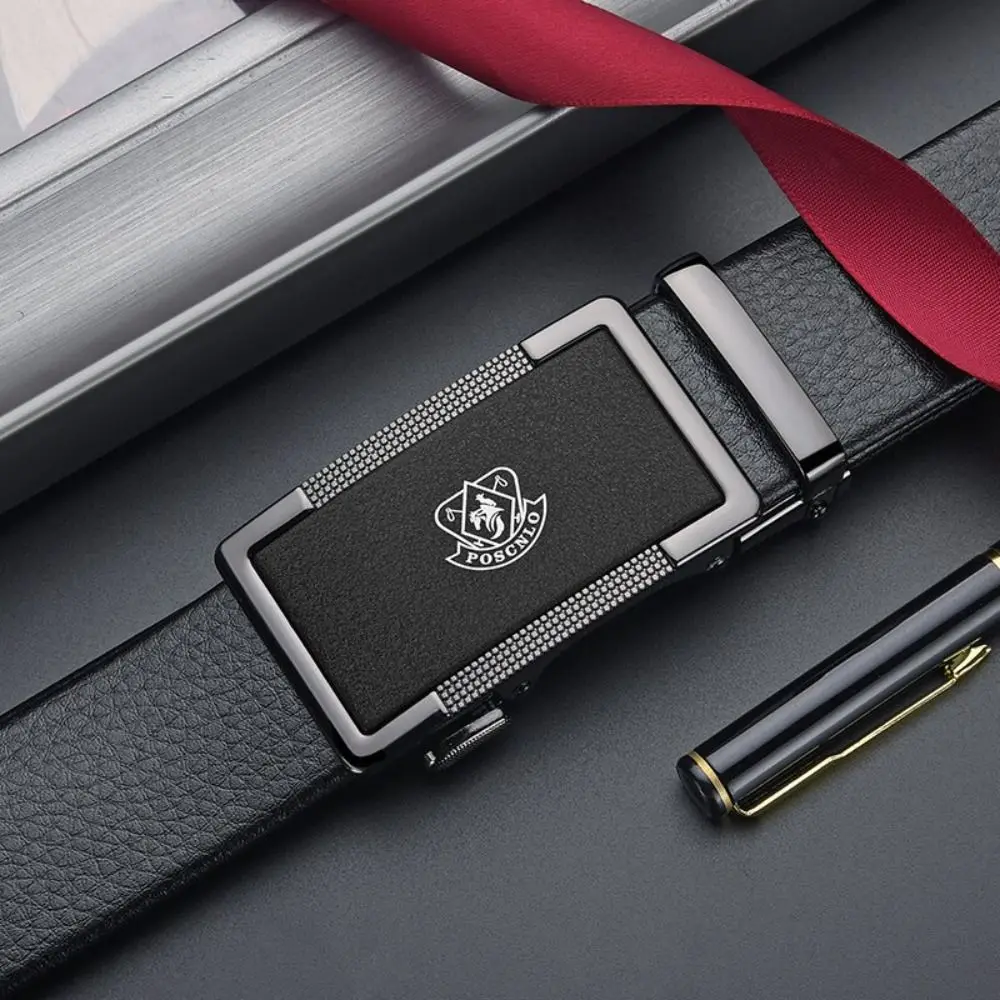 Винтажный Роскошный дизайнерский деловой кожаный ремень модный брендовый мужской пояс с автоматической пряжкой