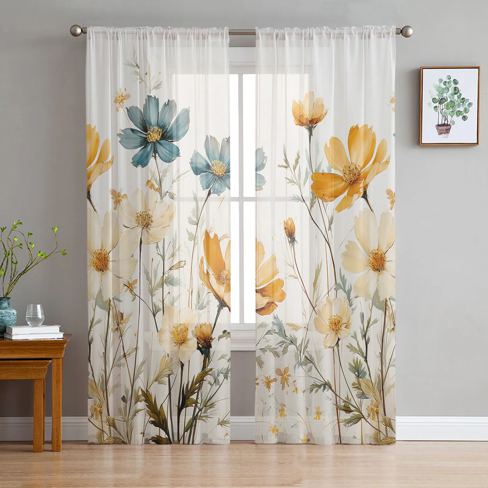 

Flower Plant Tulle Curtains For Living Room Bedroom Kitchen Decoration Chiffon Window Treatments Voile Sheer Curtain