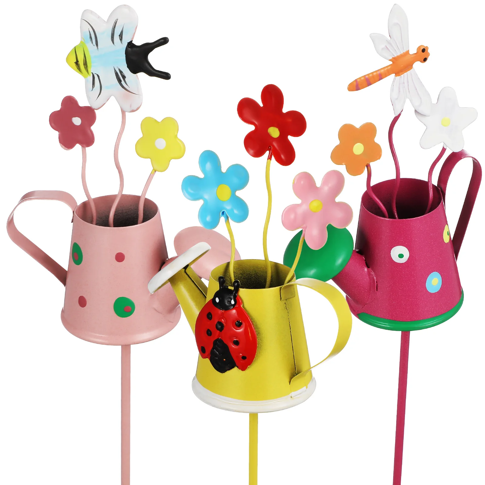 

3 Pcs Metal Plant Stakes Decorative Garden Outdoor Yard Lawn Ornaments Flowerpot Arrangement Iron Planter stakes Versatile Use