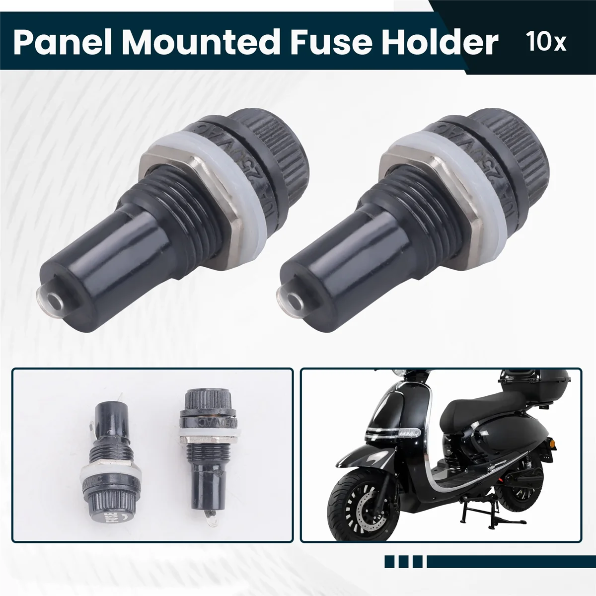 SCLS 10Pcs 10A AC 250V 5mm x 20mm 패널 장착 플라스틱 퓨즈 홀더 소켓