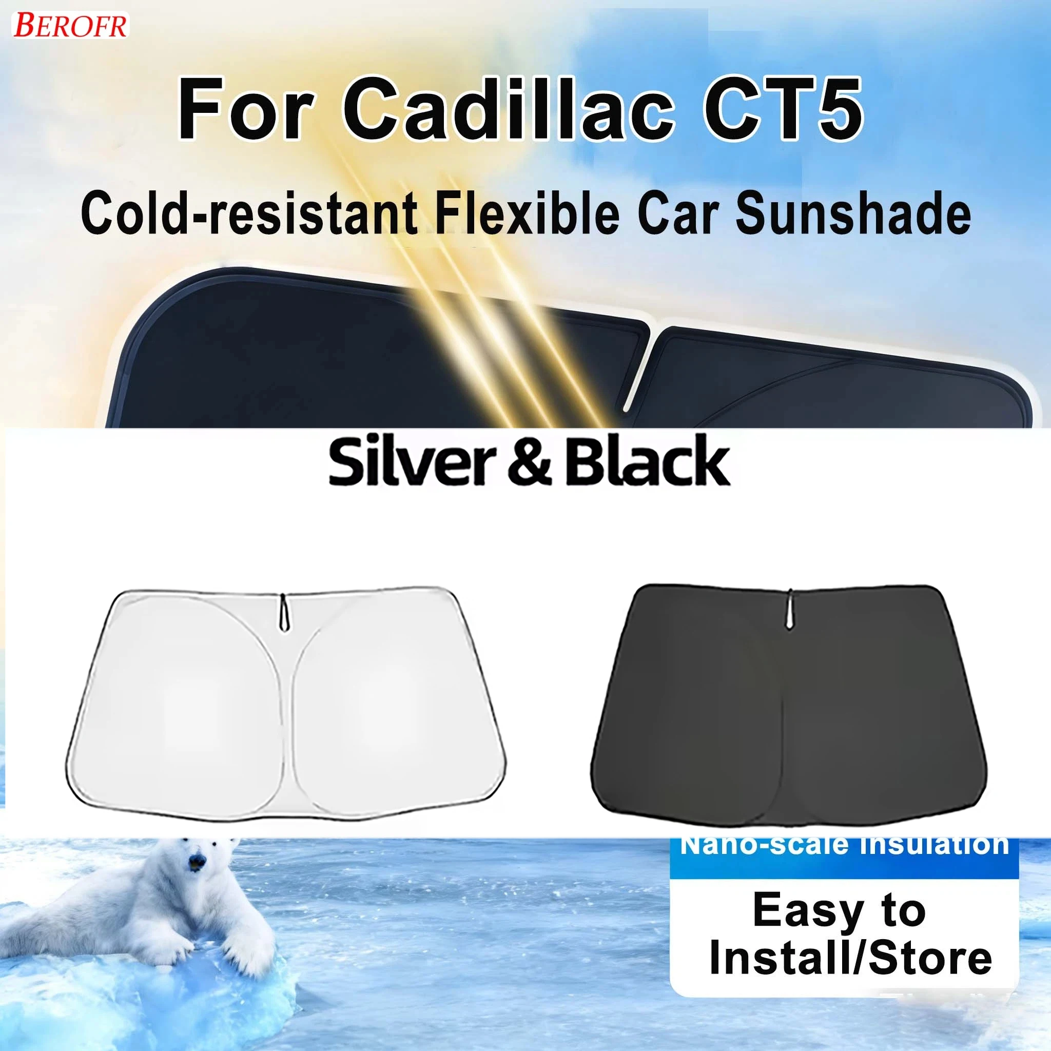 

For Cadillac CT5 2020-2026 Car Windshield Sunshade Cover Front Window Sun Shade Heat Insulation Summer Auto Accessories
