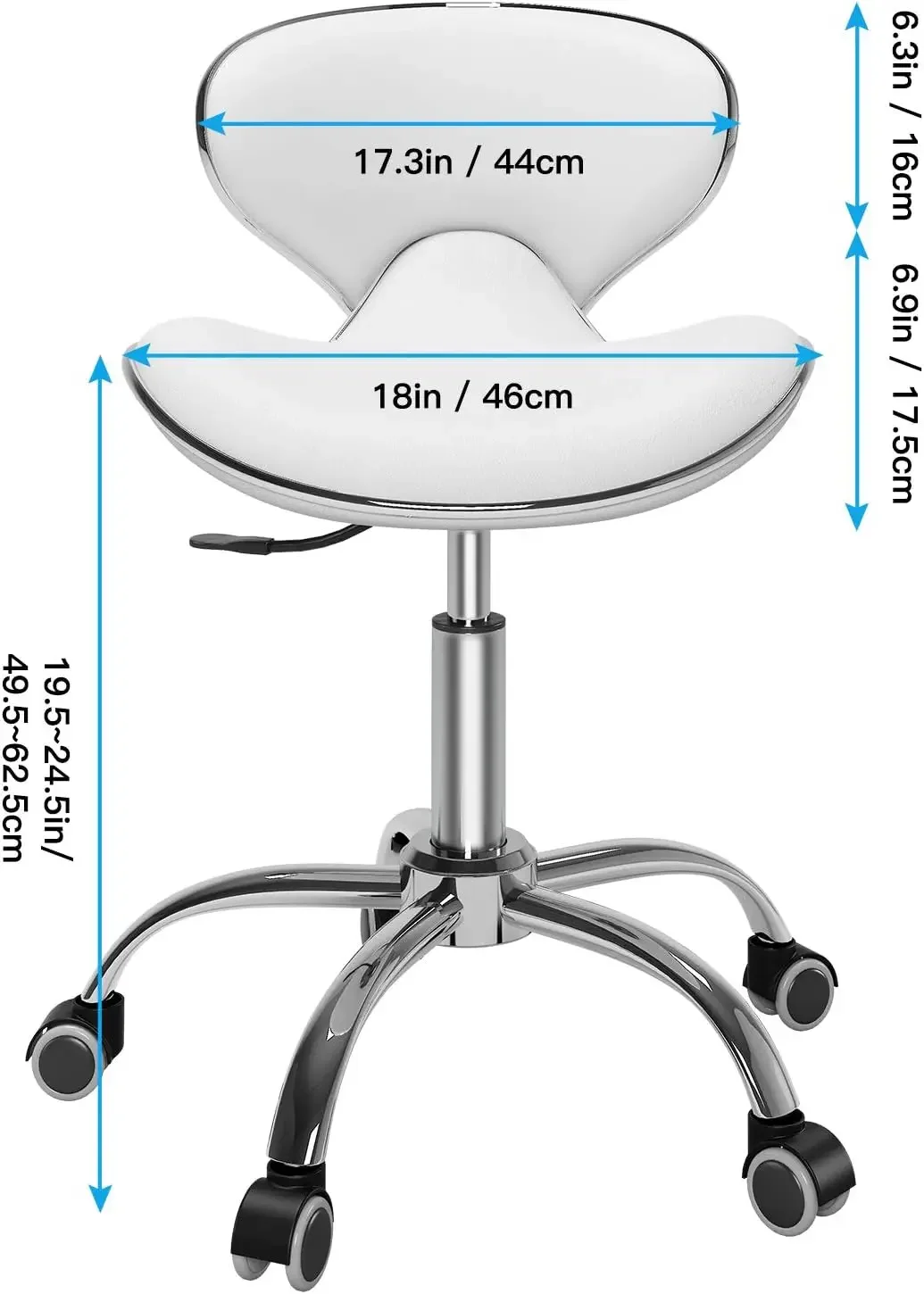 Adjustable Rolling Stool with Backrest,Drafting Spa Bar Medical Salon Tattoo Stool Chair with Wheels 360 Swivel,Heavy Duty,400lb