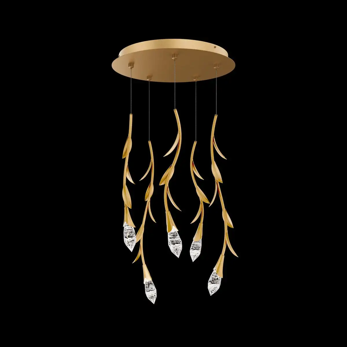 

Modern Nordic Black Crystal Lustre Chandelier, Dimmable Round Hardware Pendant Lamp for Living Room, Trendy Light for Ceilings