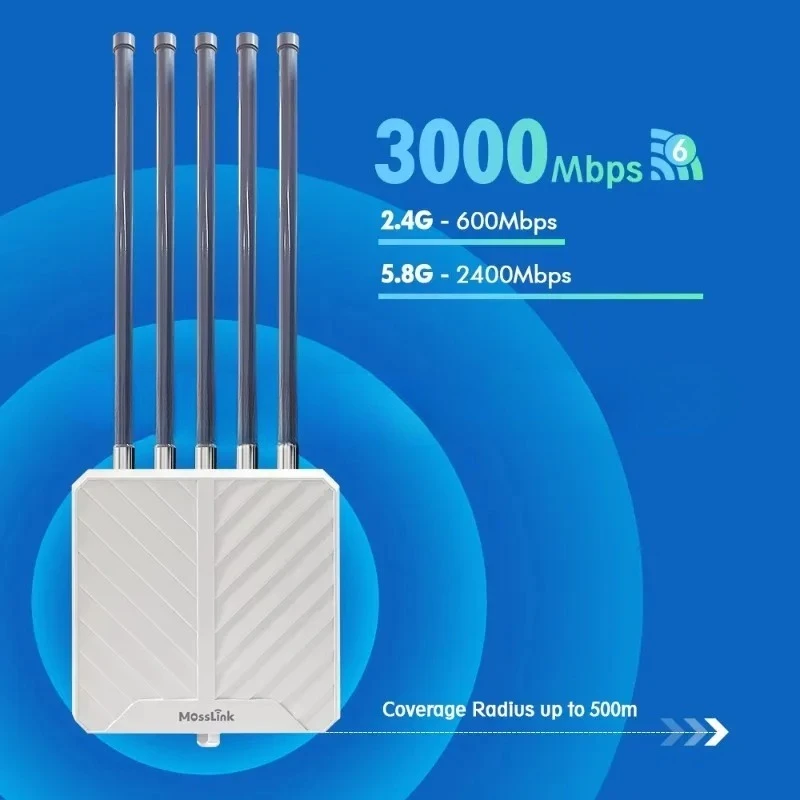 Industrial 1KM Long Range 2.4g 5g Wifi Amplifier Extender Wifi6 Mesh Router Gigabit Port Wifi ap Outdoor Wireless Access Point