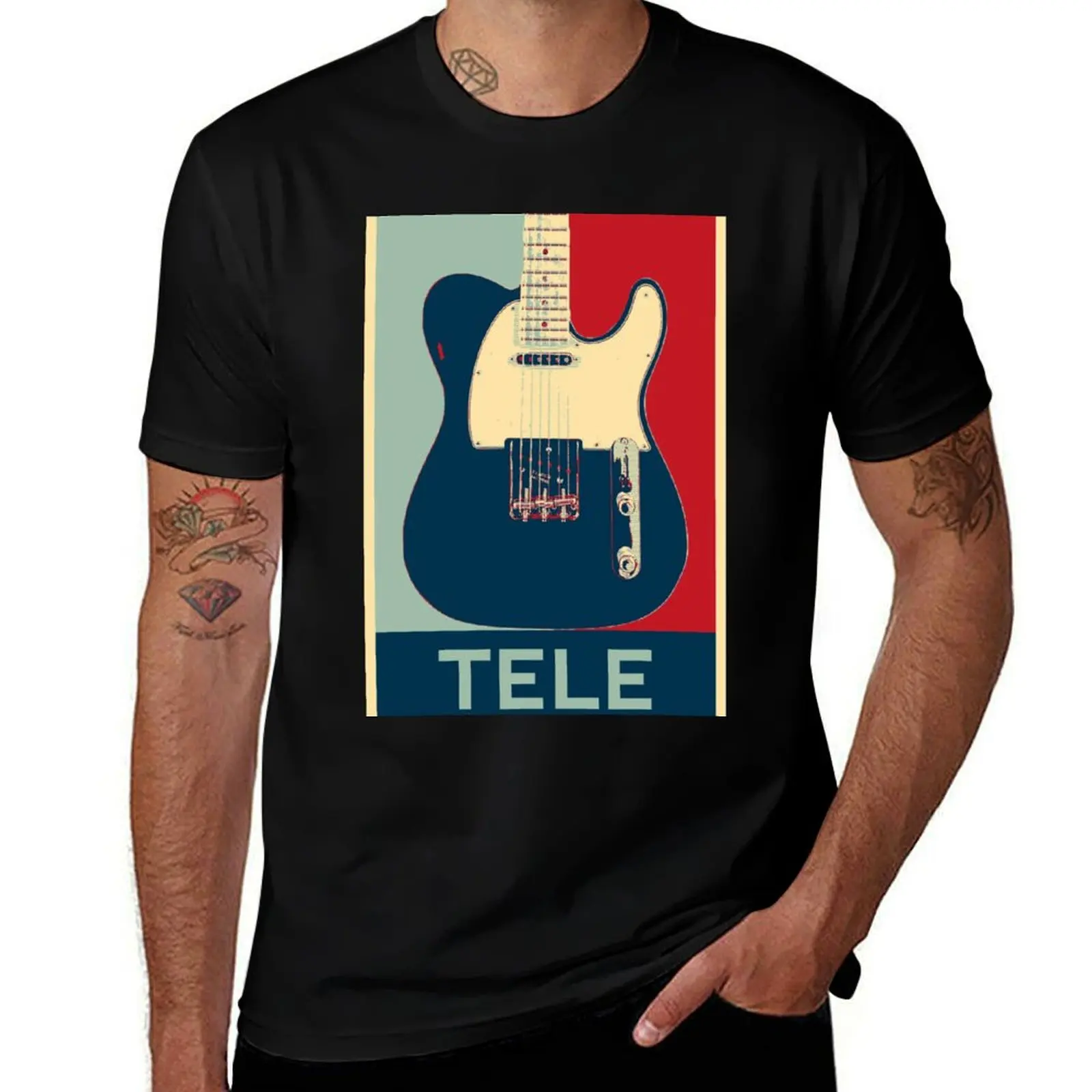 Telecaster electric guitar in poster style T-Shirt aesthetic clothes oversizeds cotton graphic tees men t shirt