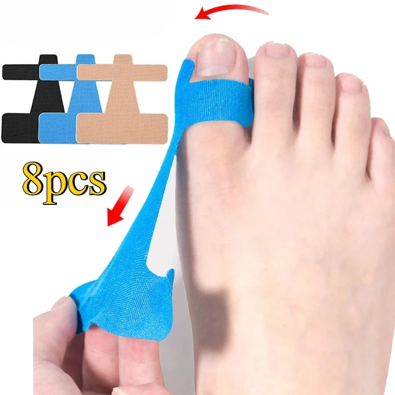 8pcs sports bandages, suitable for hallux valgus and arch toes, with nail-injection design, breathable bandages