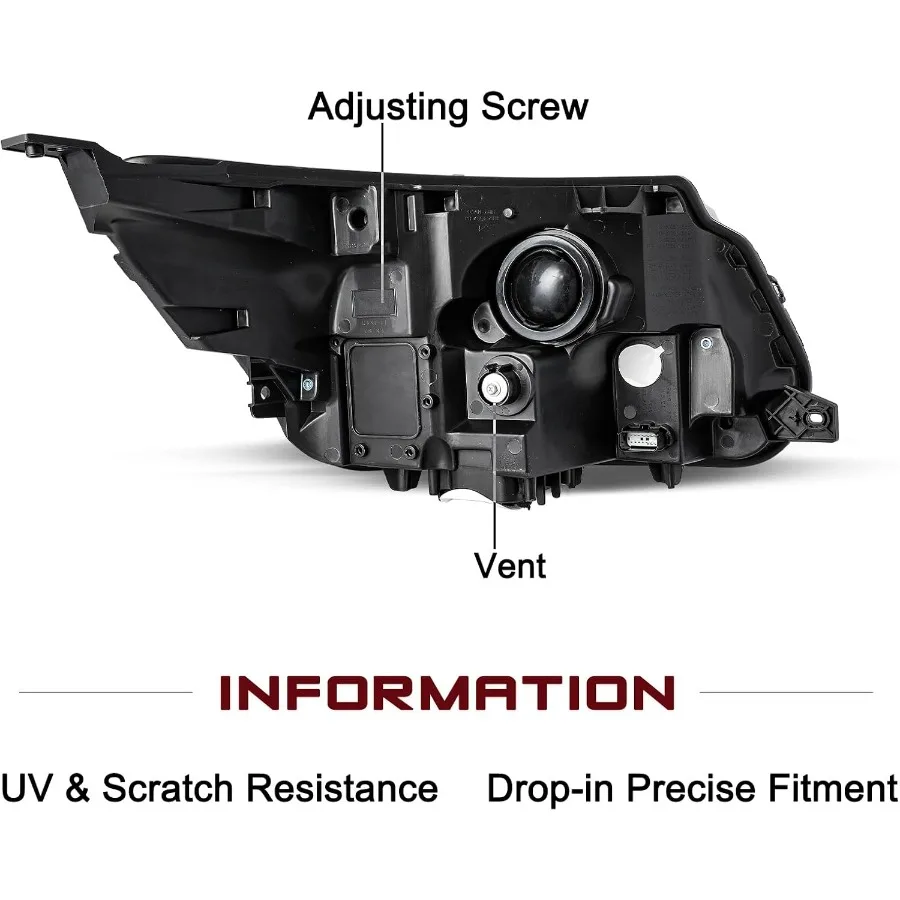 استبدال مجموعة مصابيح أمامية للإسكان الأسود مع DRL لمصابيح Ford Explorer Factory OE Style من عام 2016 إلى 2018 #3