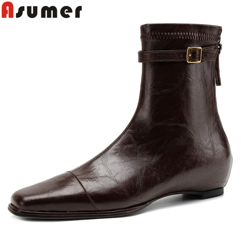 MORAZORA 2027 New Stretch Boots Women Square Toe Ankle Boots For Women Shoes Back Zipper Fashion Party Dress Shoes