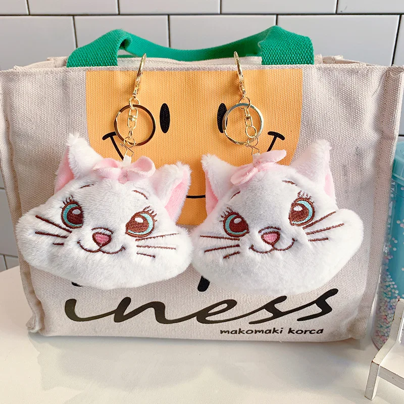 かわいいディズニーマリー猫白ぬいぐるみキーホルダーミニ小銭入れアニメぬいぐるみバックパックジュエリーペンダントスクールバッグペンダント飾り
