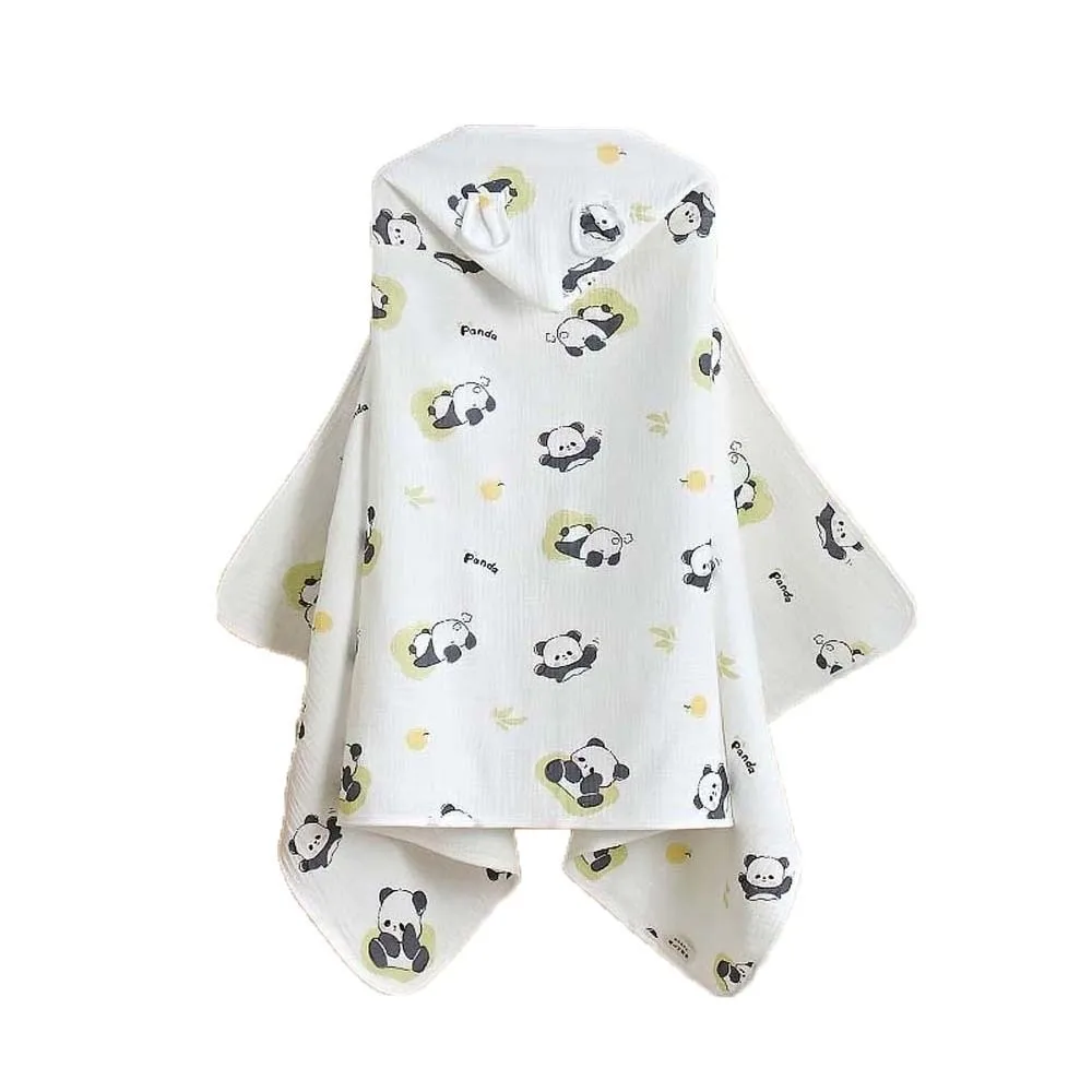 

Large Cute Baby Hooded Cape Towels Cartoon Printed Thickened Gauze Blanket Wrap Chick Soft Kids Bathrobe Beach