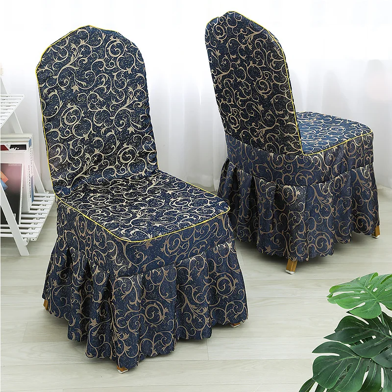 Housse de chaise Jacquard en Polyester brodée sur mesure, housse de chaise élastique de luxe pour hôtel, Restaurant, Banquet de mariage, salle à manger