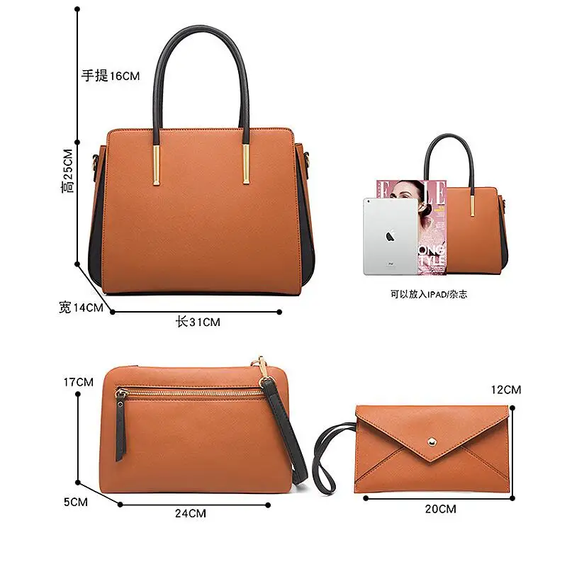 4Pcs/Set Handheld Shoulder Bags For Women 2024 New Trendy Large Capacity Handbags Wallet Purses Casual Leather Crossbody Bags
