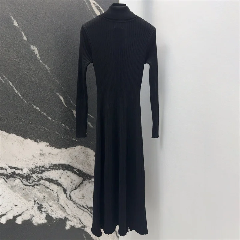 Casual women\'s dresses New elastic knitted slim long dresses for autumn 2024 High quality wool blend Midi dresses party dresses