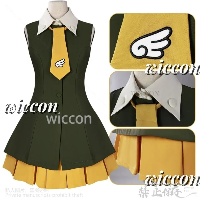 

asdh8@Anime Carcaptor sakura Cosplay HongKong Costume Green Dress Lolita Sleeveless Patchwork Mini Skirt Wigs For Customi