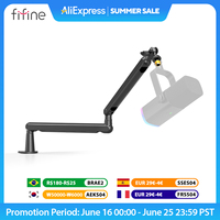 FIFINE Adjustable Low-profile Arm Microphone Stand with Cable Managment/Desk Mount, Suspension Boom for K688 Ampligame AM8-BM88