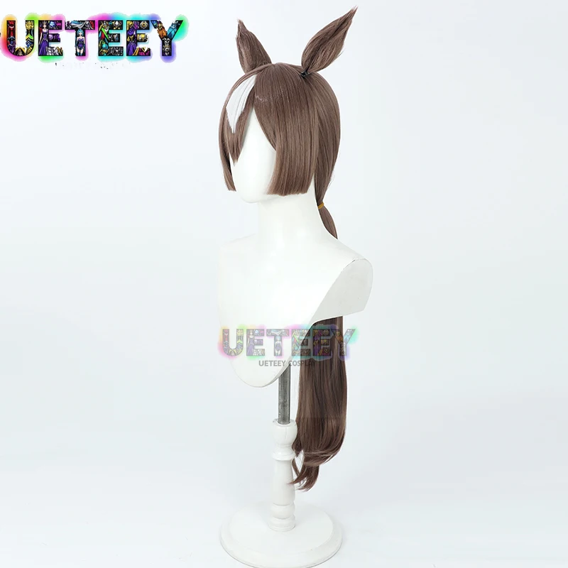UETEEY Uma Musume: جميلة ديربي ساتونو الماس شعر مستعار تأثيري آذان الذيل تأثيري هالوين الدعامة الشعر الاصطناعية مقاومة للحرارة