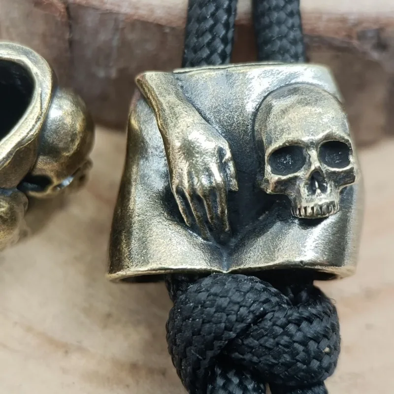 Totenkopf-Messerperlen aus Messing EDC Outdoor DIY Paracord Handgefertigte gewebte Lanyard-Anhänger Accessoires Punk-Armbänder Charms – Detail 3