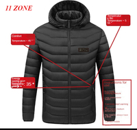 11 Zone 3-gear Controlled Heating Suit Lining Cotton Warm Hooded Jacket USB Intelligent Temperature Control Washable Ski Suit