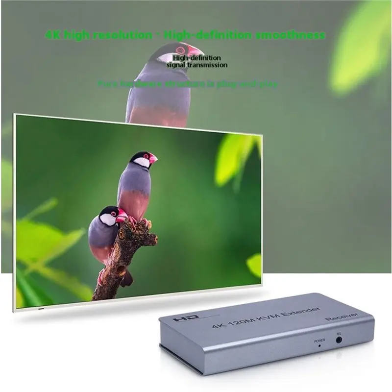 Y47A 120m KVM Extender RJ45 4K with USB Audio for -compatible Extender Over Cat6