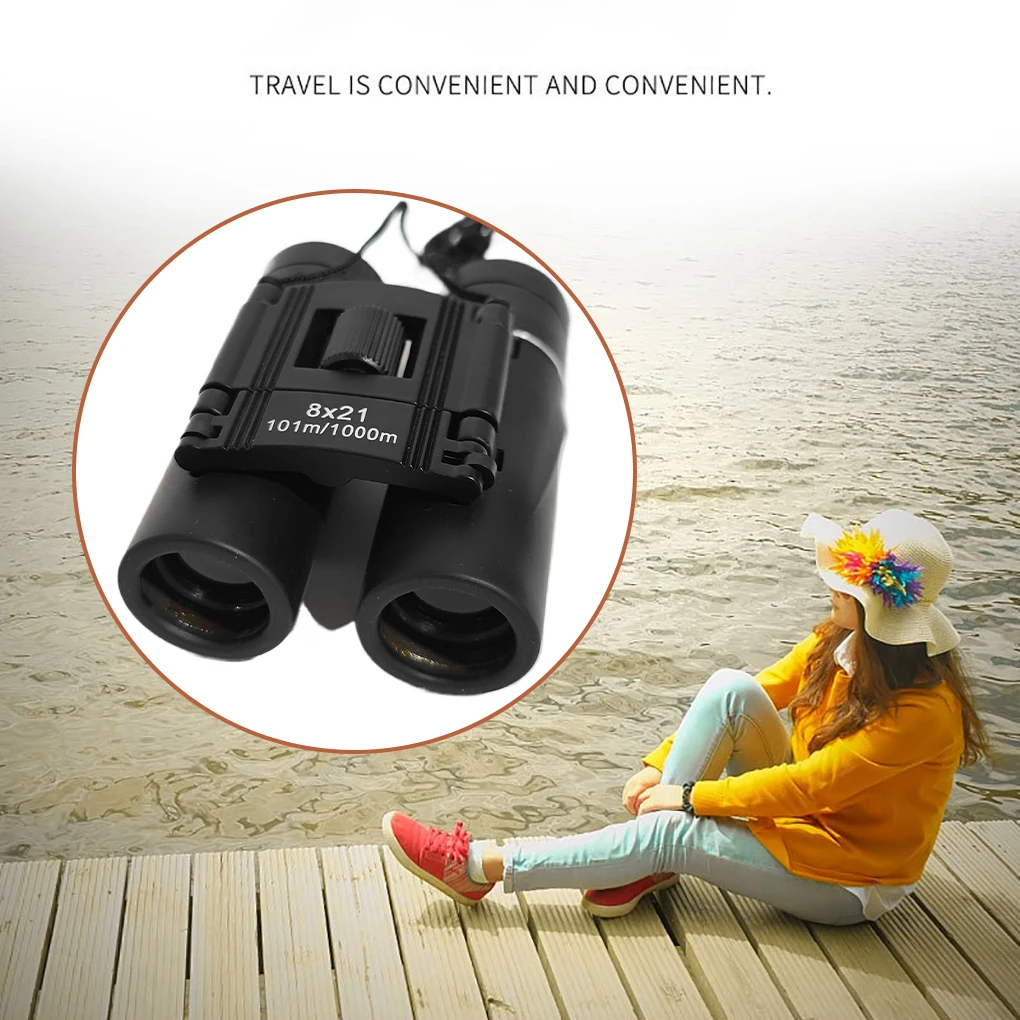 8x Binoculars Opera Glasses Portable Mini Binoculars Domestic Waterproof Foldable Blue Membrane Low Light Handheld