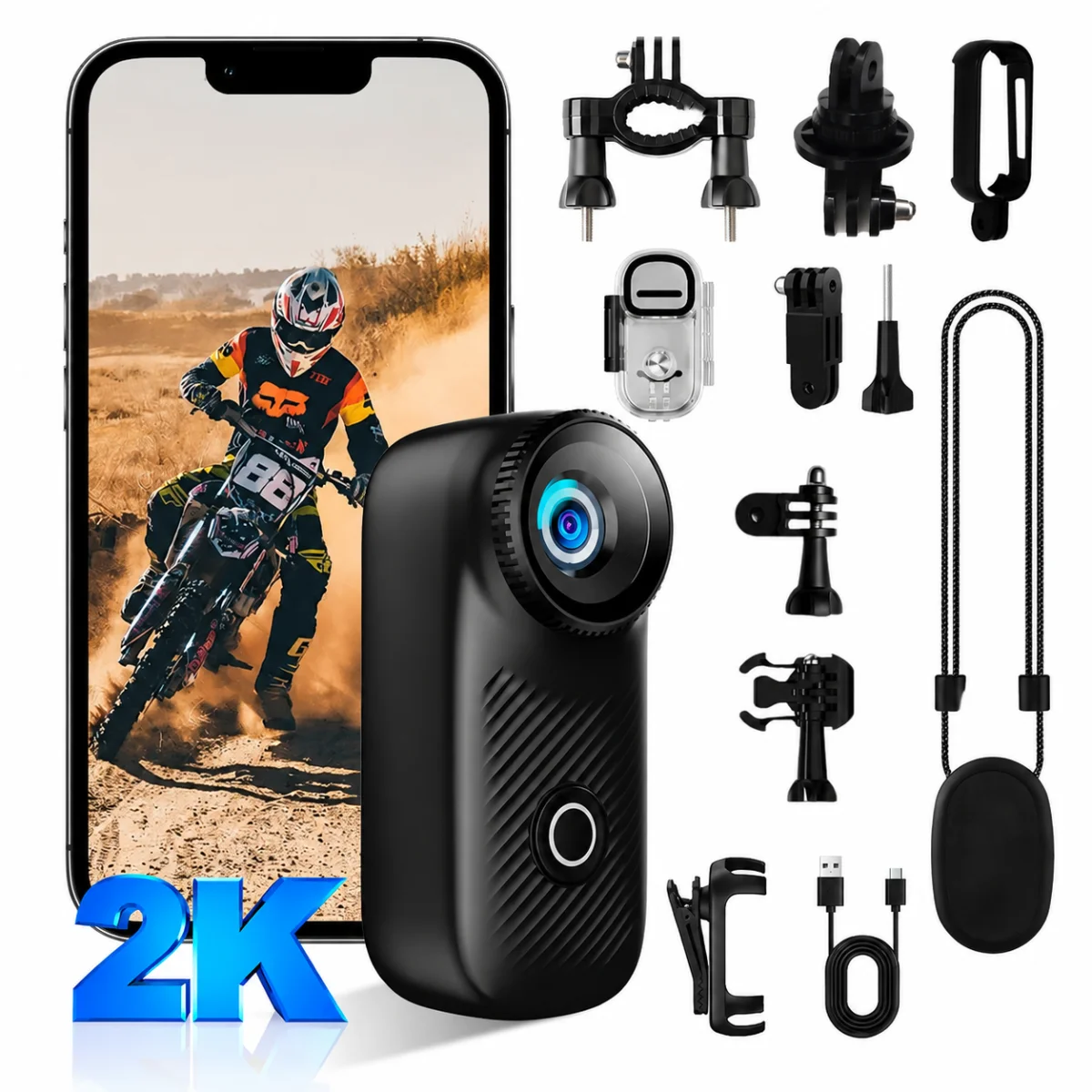 WiFi Action Body Camera 1080P 110° Wide‑Angle Built‑in 800mAh Battery Camcorder for Motorcycle Bike Cycling Dash Video Recording
