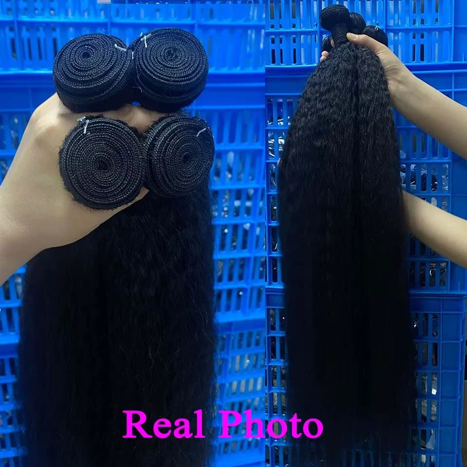 Extensiones de cabello humano liso y rizado Queenlike de 30 pulgadas, extensiones de cabello brasileño sin procesar, extensiones de cabello humano 100% liso Yaki grueso