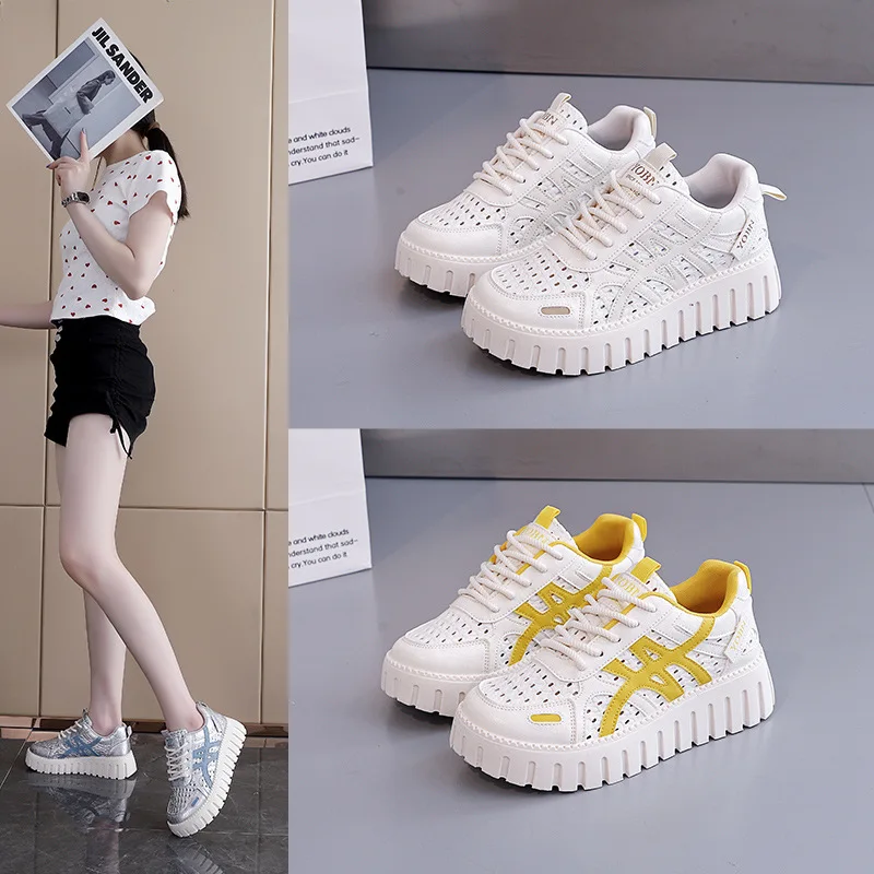 

Women Vulcanized Dad Shoes Summer New Mesh Breathable Forrest Gump Thick Soled Sports Shoes Versatile Shoes