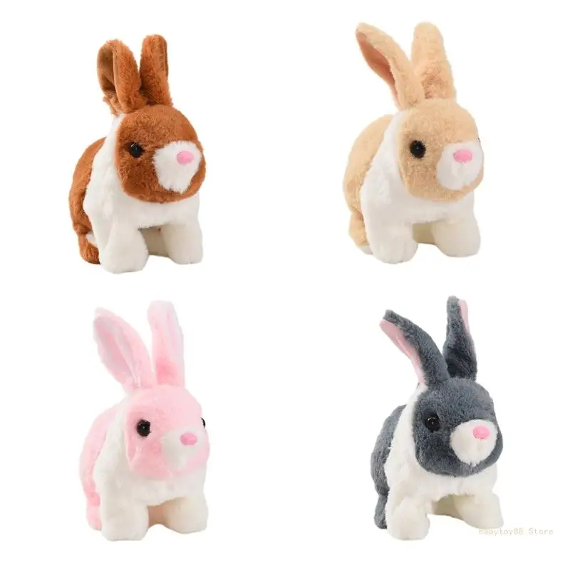 Y4UD Electronic Pet Plush Rabbit Toy Baby Learn to Crawl Cuddle Interactive Toy