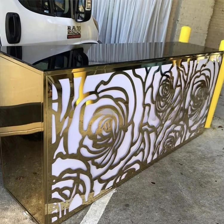 

Stainless Steel Acrylic Flower Decorative Bar Counter Table Wedding Wine Table for Sale
