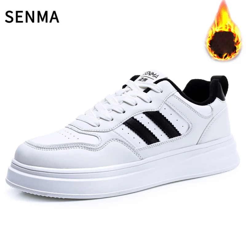 

SENMA Winter Men's Shoes Thickened Warm Sports & Leisure Cotton Shoes Rubber Sole Comfortable Genuine Leather White Board Shoes