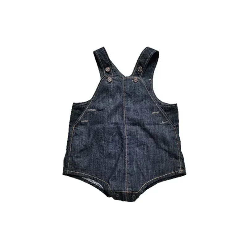 2024 Black Baby Boys Girls 0-24M Infant Kids Cotton Denim Overalls In Solid Color-Fashion Summer Clothes Bodysuits for Newborn