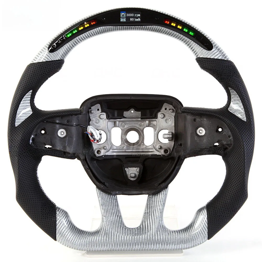 LED Carbon Fiber Steering Wheel Modified Steering Wheel Silver Car Steering Wheel For Dodge Challenger