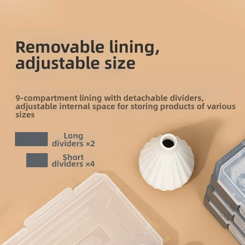 1PCS Electrical Tools Storage Box With Detachable Inner Dividers Stackable Closure Storage Box Impact-resistant PP Storage Tools