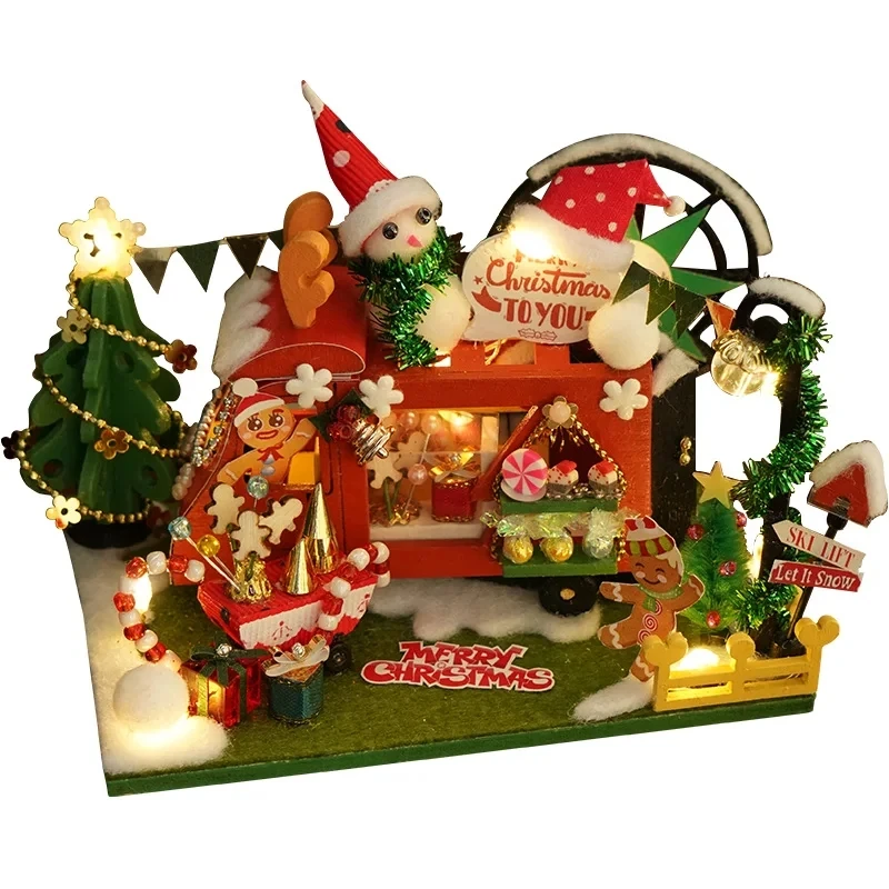 Christmas Gift Diy Dollhouse  miniatures Tiny Houses Doll House miniaturas Home Toys Birthday Gifts Scene of the Magic Detecti