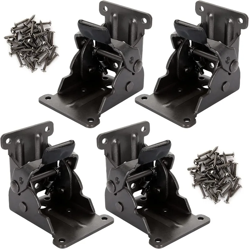 90 Degree Foldable Support Bracket Heavy-duty Self-Locking Corner Brace Hinges Table Bed Leg Hinge Hardware Brackets with Screws