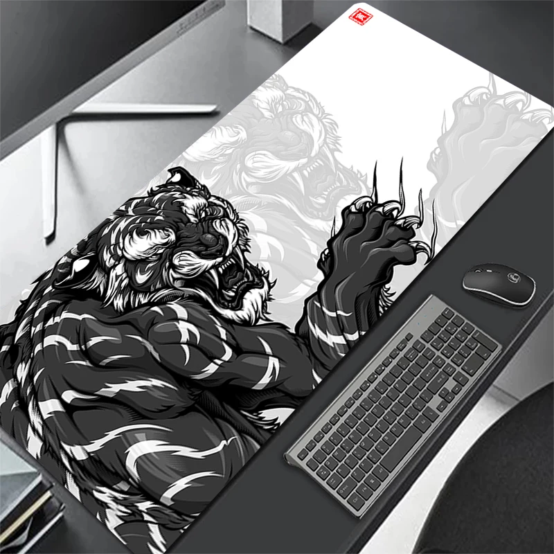 

Tiger Black And White Gamer Mouse Pad Gaming Mousepad Speed Desk Mat Laptop Mats For Office Carpet Desk Accessories Game Pads XL