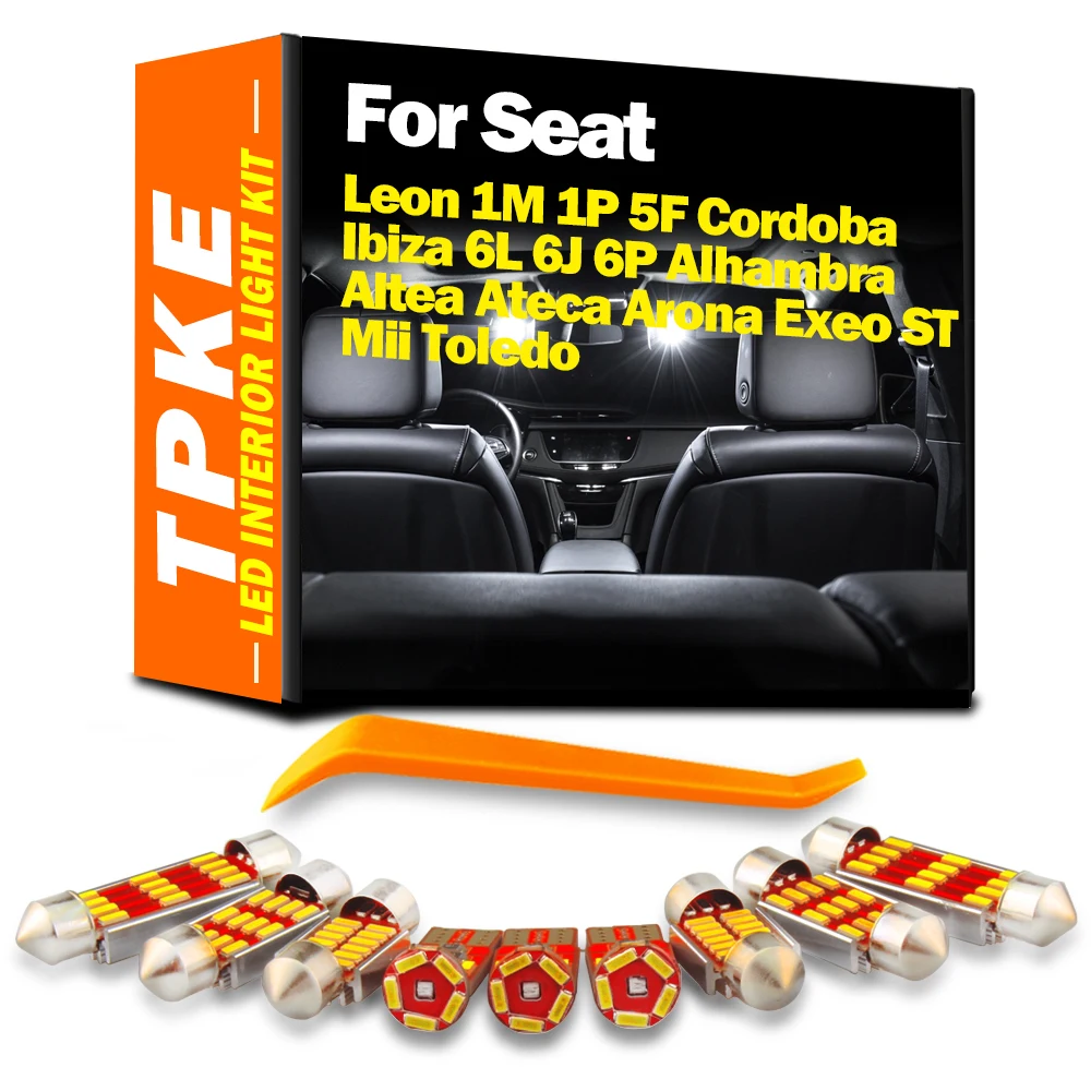 Kit de luces LED de techo para Interior de coche, bombillas para Seat Ibiza 6K 6L 6J 6P 6F Leon 1M 1P 5F Altea 5P1 5P5 5P8 XL Alhambra 7V8 7V9 710 711