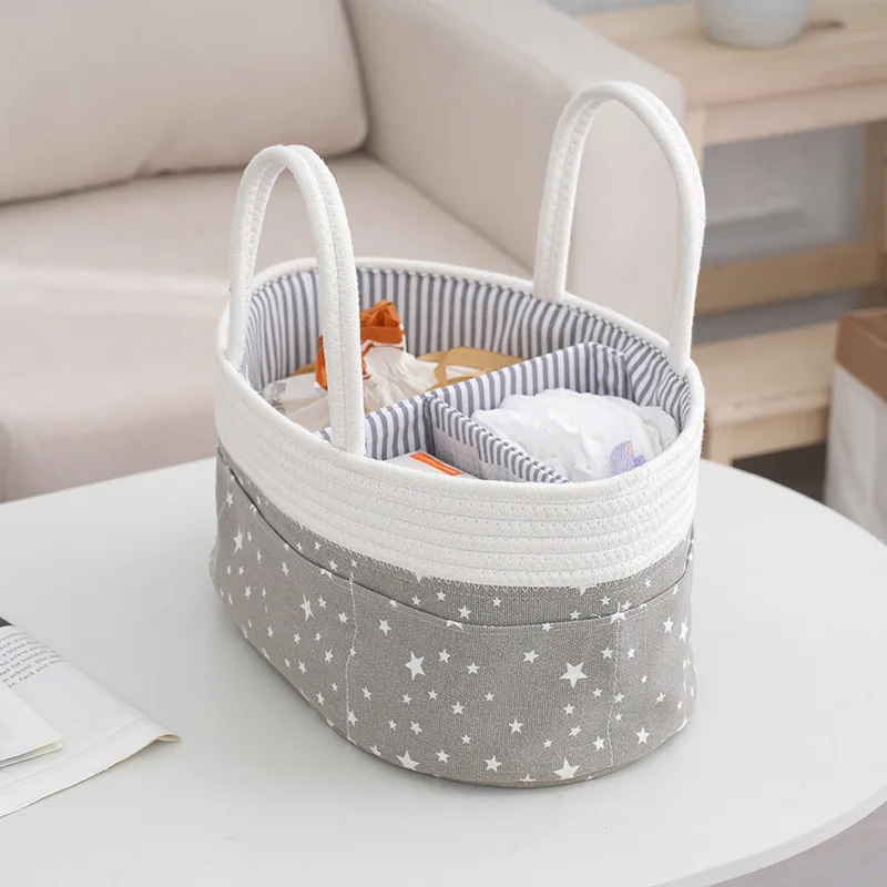 Travel Portable Mommy Bag Cotton Rope Diaper Bag Feeding Bottle Storage Handbag Multifunctional Baby Products Organizer Basket