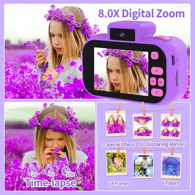 Micro cámara de juguete para niños, cámara de Selfie multifuncional, videocámara de Video Digital portátil para niños pequeños, carga USB para regalo de vacaciones