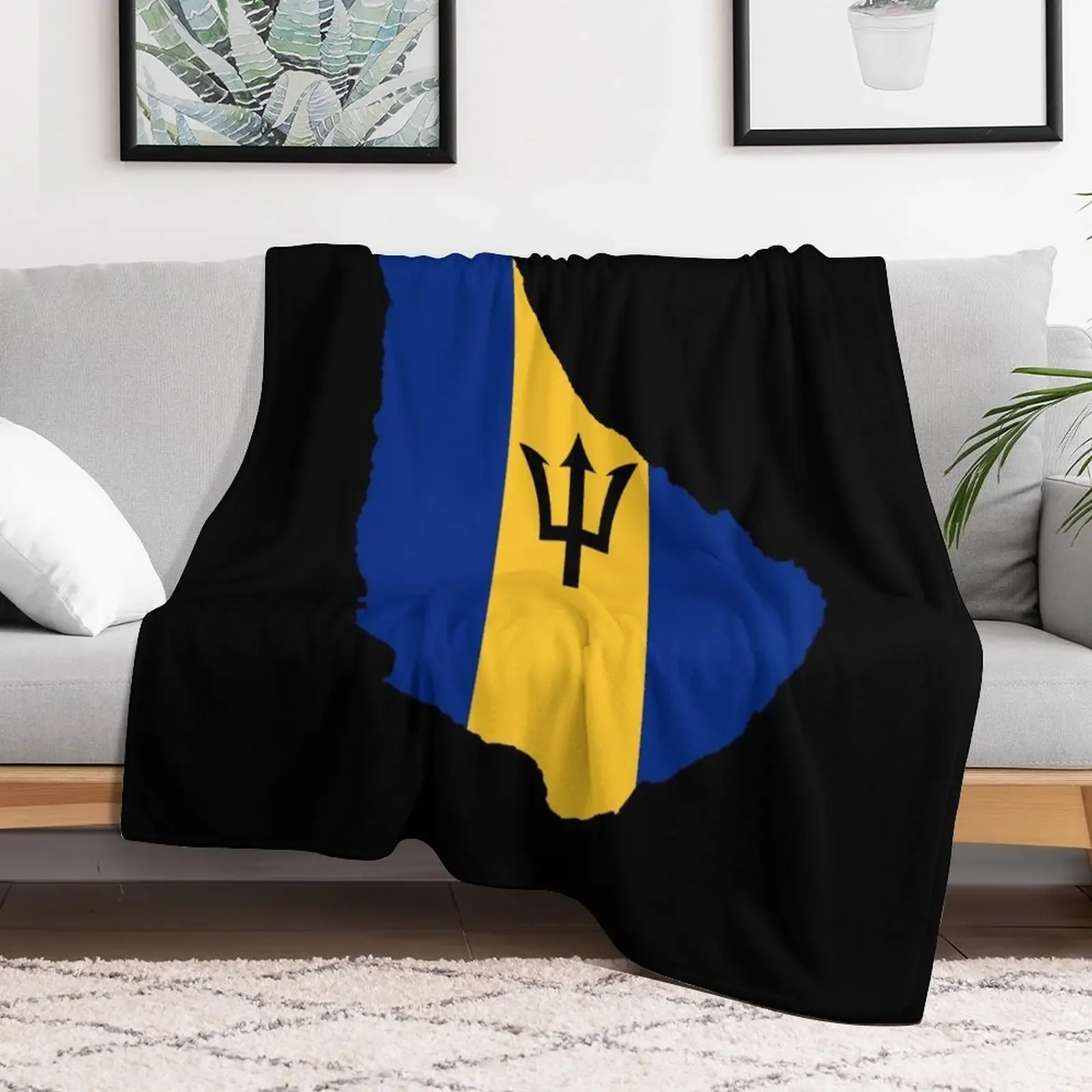 Flag Map of Barbados Throw Blanket For Decorative Sofa Loose Blankets