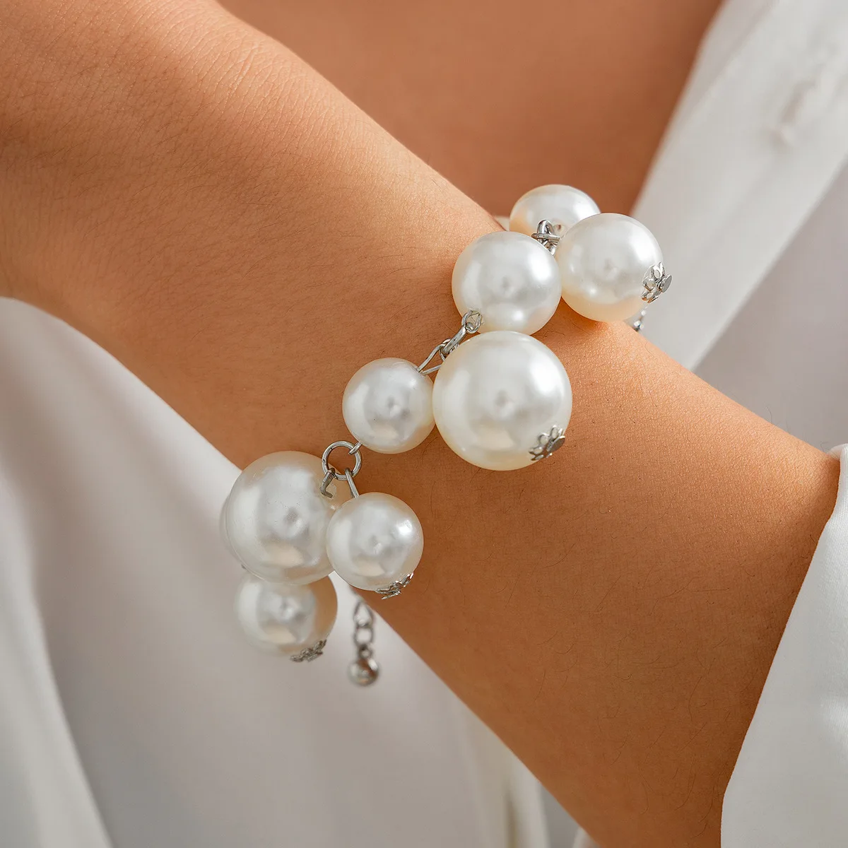 DIEZI Personalized  Punk Tassel Necklace Bracelet For Women Party Vintage Fashion Imitation Pearl Beads Collar Neck Jewelry