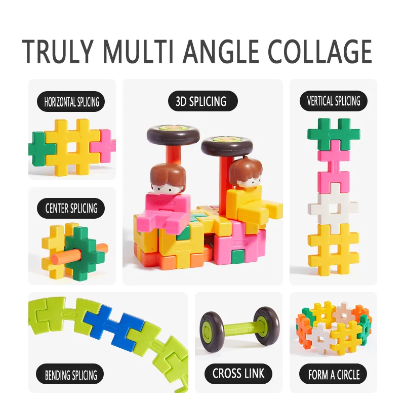 Klocki edukacyjne Mideer, wielowymiarowe, miękkie, waflowe, do układania i łączenia, zabawki dla dzieci od 3 lat.