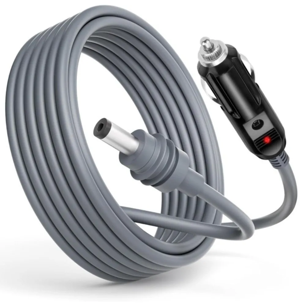 Durable 12V-24V Car Power Cable Rainproof 16.4Ft / 10FT DC Power Supply Cord With Indicator Light Car Charger Cable For Vehicle