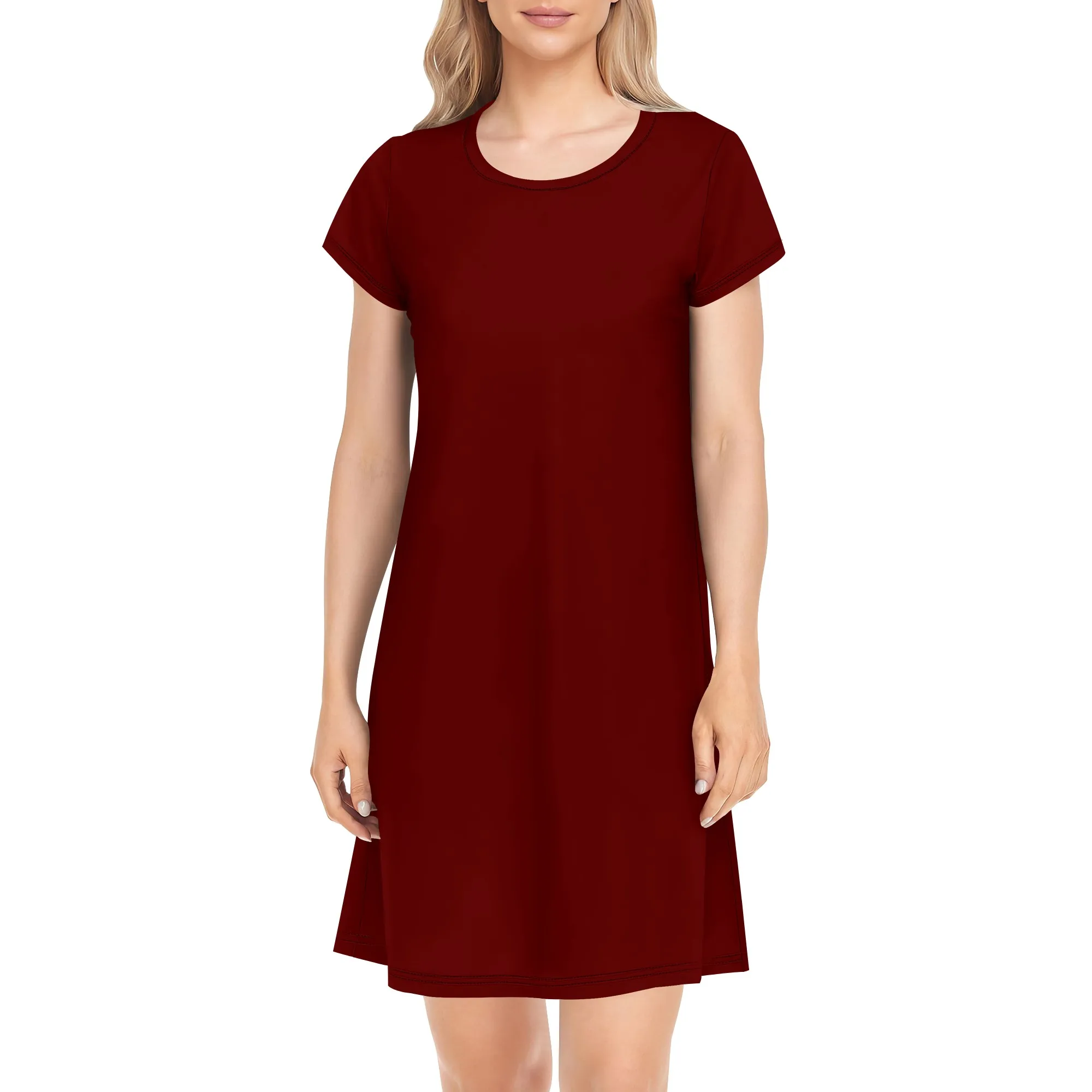 Robes t-shirt décontractées d'été pour femmes, couverture à manches courtes, robe ample de plage