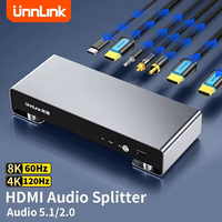 Unnlink 8K HDMI Audio Extractor Audio Splitter 4K 120Hz With Toslink SPDIF Optical Coaxial for PS5 Series To Amplifier Monitor