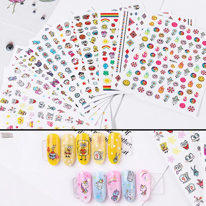 Women Nail Care Nail Art Cute 3D Nail Decals Rainbow Plumeria Decals New Accessories Ladies Nail Stickers