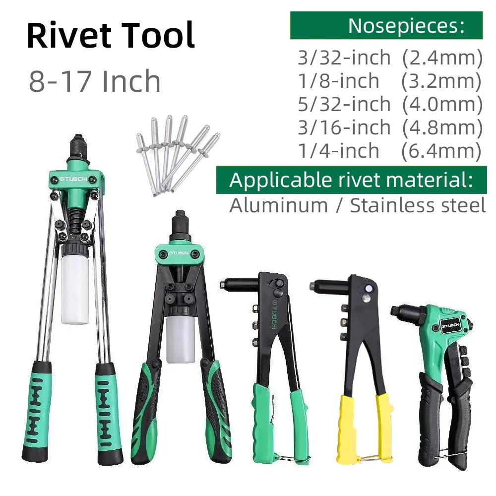 8/9. 5/13/14/17 นิ้ว Rivet Gun Heavy Duty Hand Riveter สําหรับ 3/32-1/4 นิ้ว 2.4-6.4 มม.ตาบอด Rivet เล็บประหยัดแรงงานโลดโผนซ่อม