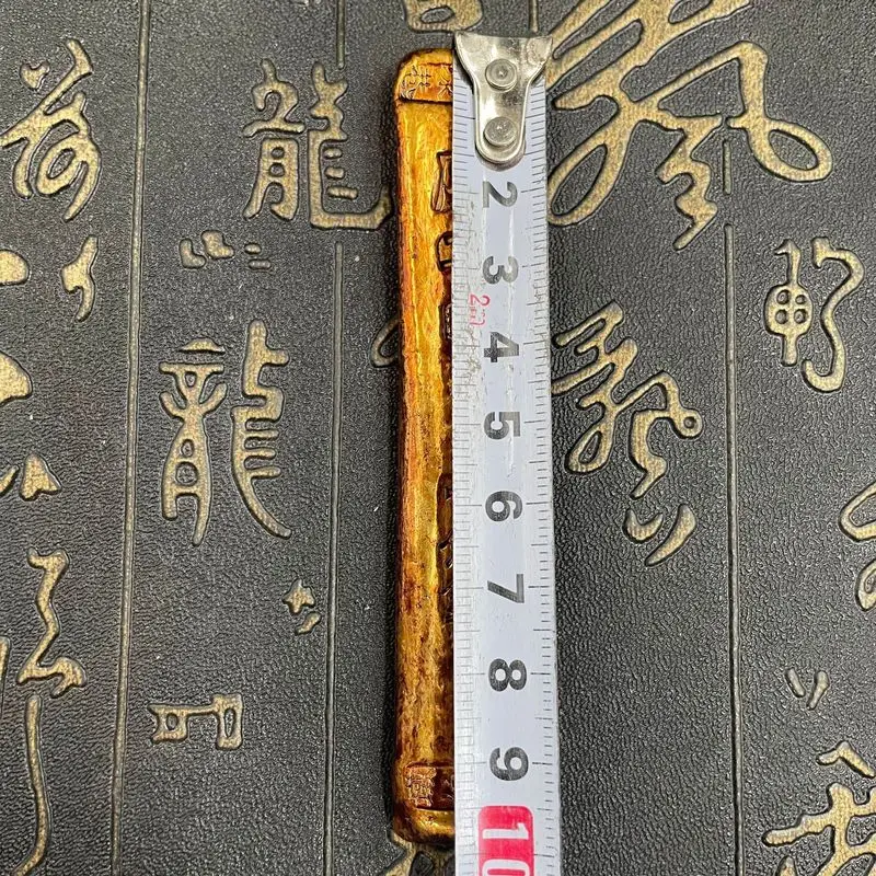 Old golden gold bars and ingots, aged brass gilded solid crafts ornaments by Chen Erlang